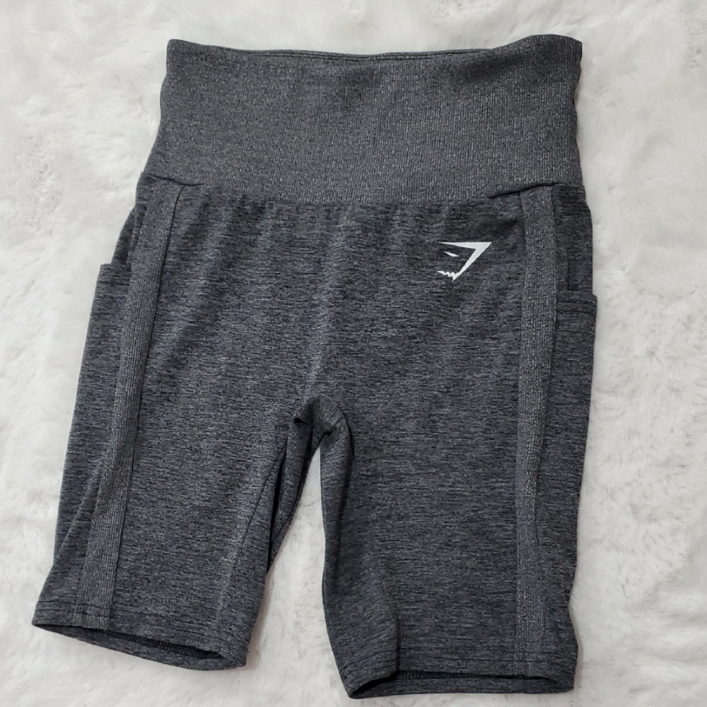 Gymshark Marl Gray High-Waist Weightlifting Running Biker Workout Shorts Size S